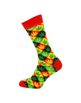 Ladies' Red and Green  Leafy Ankle  Socks
