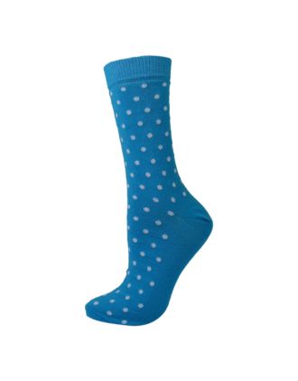 Men's Turquoise And White Spotted  Ankle Socks