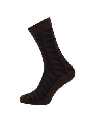 Men's Brown Triangle Design Ankle Socks
