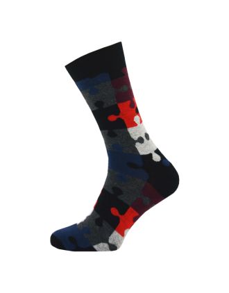 Men's Black Jigsaw Puzzle Ankle Socks