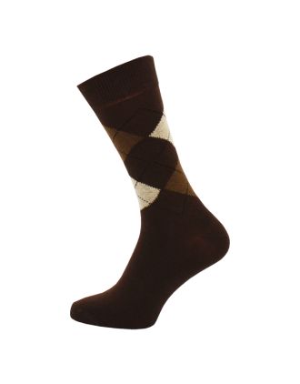 Men's Creanon Brown Argyle Ankle Sock