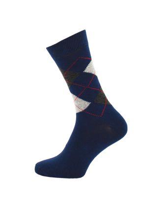 Men's Grey On Navy Argyle Ankle Sock
