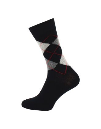 Men's Grey on Black Argyle Ankle Sock
