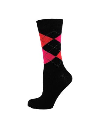 Men's Red On Black Argyle Ankle Socks