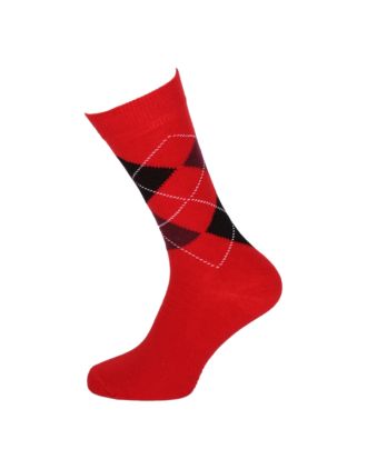 Men's Black On Red Argyle Ankle Socks