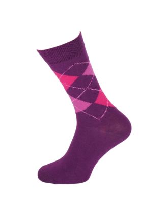 Men's Pink On Purple Argyle Ankle  Socks