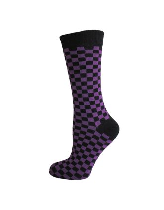 Men's Purple And Black Checkered Ankle Socks