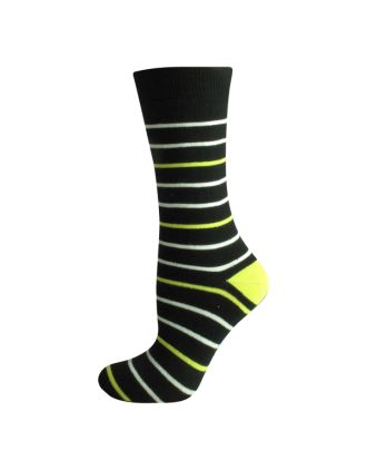 Men's Black And Very Thin Assorted Coloured Striped Ankle Socks