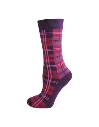 Men's Purple Check Tartan Designed Ankle Socks