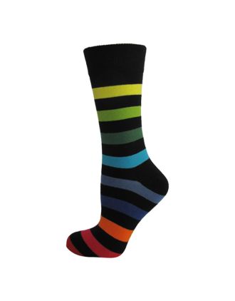 Men's Dark Rainbow Thick Striped Ankle Socks