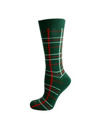 Men's Dark Green With Red And White Striped Designed Ankle Socks