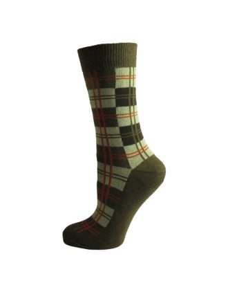 Men's Brown Check Patterned Ankle Socks