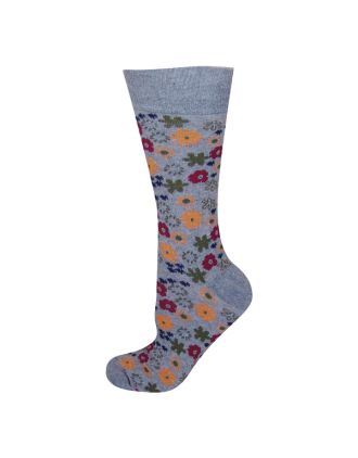 Men's Flower Designs on Light Grey Ankle Sock