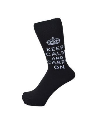 Mens Black "Keep Calm" Ankle  Socks