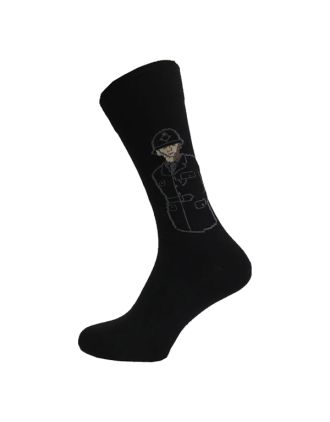 Mens Policeman Printed Black Ankle Socks