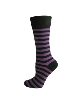 Men's Thin Striped Purple And Black Ankle Socks