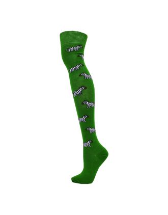 Zebra Design Green Over The Knee Socks