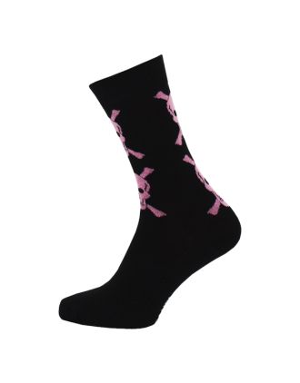 Pink Skull on Black Men Ankle Socks 