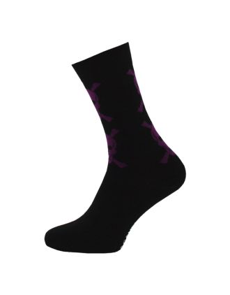 Purple Skull On Black Men Ankle Socks 
