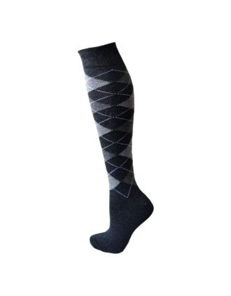 Men's Knee High Grey Argyle Socks