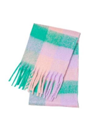 Violet Flower Check Design Scarf