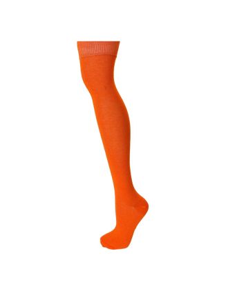 Ladies Plain Orange Over The Knee Socks
