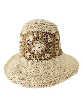 Sand-Caramel Flower Crochet Hats