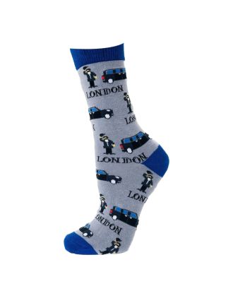 Black Cap On Grey Man Ankle Socks