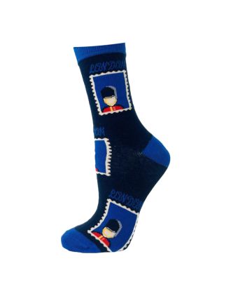 London Guard Stamps On Dark Blue Woman Ankle Socks