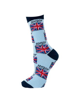 Union Jack Flag On Turquoise Woman Ankle Socks