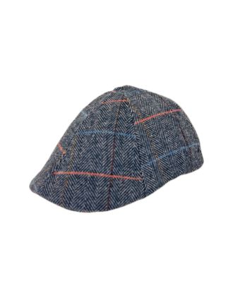 Light Grey Herringbone Six Panel Cap With Colorful Lines
