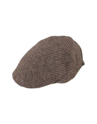 Houndstooth Six Panel Flat Cap Brown/Caramel