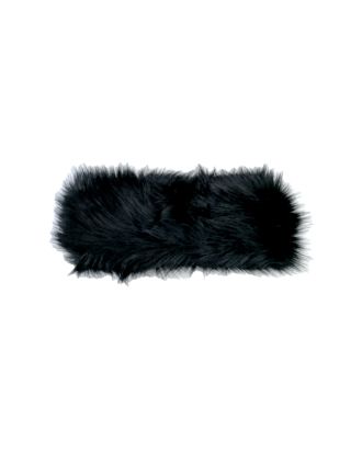 Black Faux Fur Double Sided Headband With Elasticated Back - HDB-0881