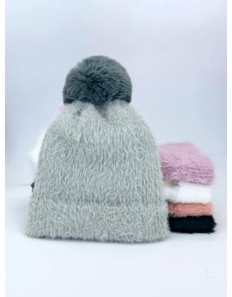 Bright Colours Beanie With Detachable Pom Pom