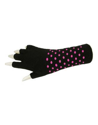 Neon Dots Design Fingerless Long Gloves