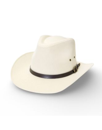 Cotton White/Cream Cowboy Hat with Buckle