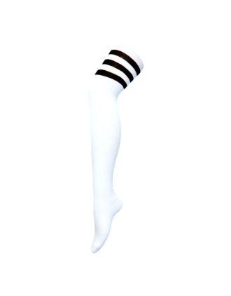 Black Stripes On White Ladies Over The Knee Socks