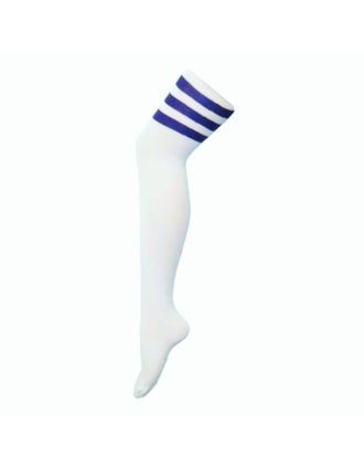 Blue Stripes On White Ladies Over The Knee Socks