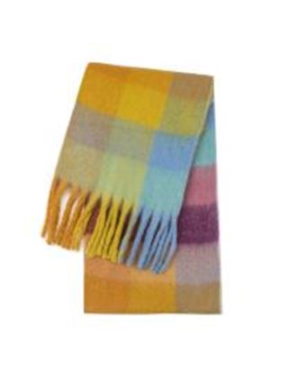 Yellow Grain Check Design Scarf