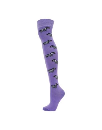Zebra Design Purple Over The Knee Socks