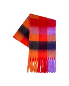 Orange And Purple Tones Assorted Color Check Design Scarves