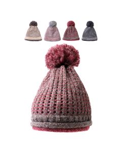 New Style Cable Knitted Beanie Hat With Pom Pom