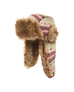 Hawkins Collection Women's Knitted Trapper Hat With Faux Fur Trim