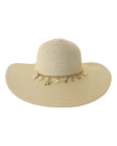 Summer Breeze Floppy Crushable Hat With Pearl, Little Stars and Shel