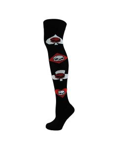 Skull On Hearts And Clubs Over The Knee Socks
