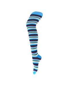 Turquoise Rainbow Thin Stripe Over The Knee Socks