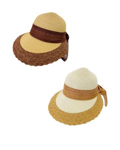Summer Straw Visor with Bow