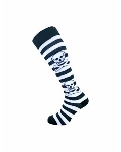 Black and White Thick Striped Skull Design KH Socks -SLK- 0736