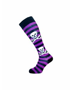 Black and Purple Thick Striped Skull Design KH Socks -SLK-0735