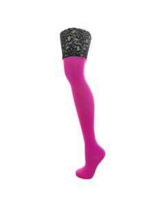 Fuchsia Over the Knee Socks with Ribbon